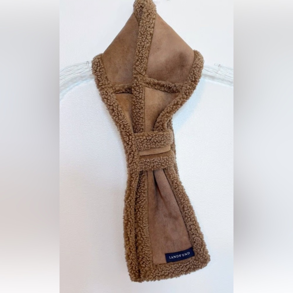 Vintage Lands End pull through faux sheep skin Sherpa neck scarf dark academia